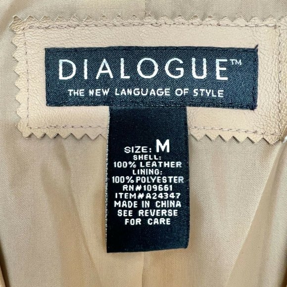 Dialogue Women's Medium Camel Leather Coat Polyester Lining Machine Wash - Picture 6 of 7